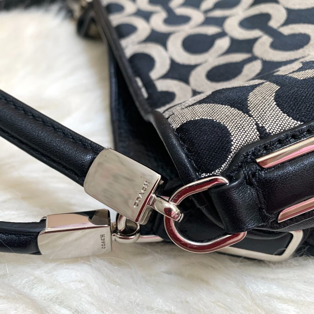 COACH MADISON Black & White OP ART Signature Fabric PHOEBE Shoulder Bag 26448 - Picture 9 of 16